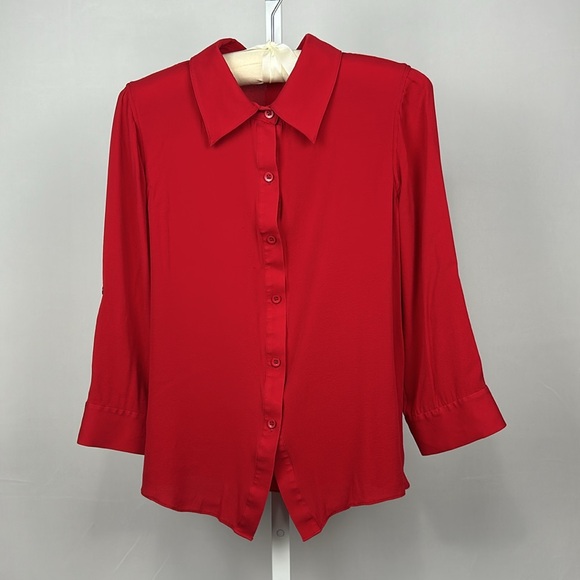 Alice & Olivia Red Button Down Top size M - Picture 4 of 13